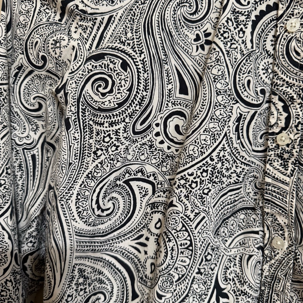 CHAPS Women’s Black and White Paisley Button-Up Shirt - Picture 3 of 4